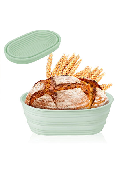 Choice سلة خبز العجين المخمر القابلة للطي من السيليكون باللون الأخضر الفاتح، مجموعة أدوات خبز العجين المخمر، غير لاصقة