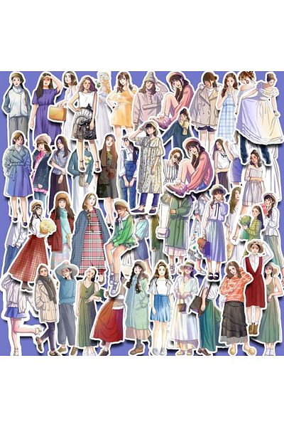 Choice 50pcs 50pcs Modern Girl Characters Stickers Children's Diy Computer Decoration Sticker Student Stati