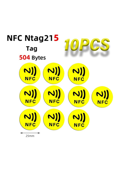 jiansu ملصقات NFC ملونة سريعة القراءة باللون الأصفر، 10 قطع، 13.56 ميجا هرتز،...