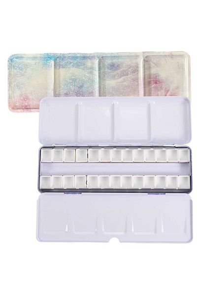 Choice Star Empty Watercolor Palette, Metal Watercolor Tin With 26pcs Half Pans Paint Case With Lid Paint B