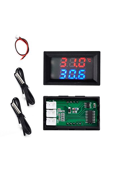 Aideepen Rod Probe Dc4-30v Voltmeter Thermometer 2in1 Dual Led Digital Display Single Voltage Meter Temperatu
