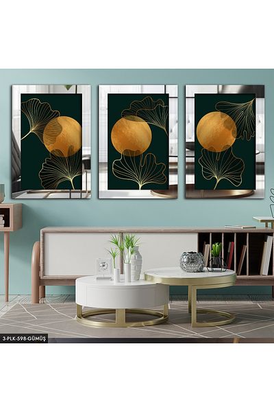 Evinemoda Flori de argint 3 piese de pictură din plexiglas
