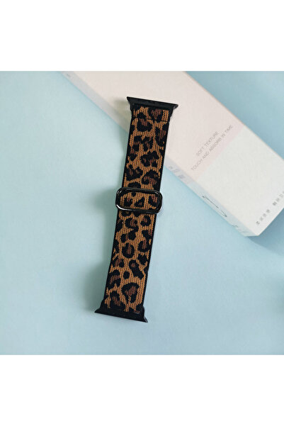 Choice حزام مطاطي بني بنقشة جلد النمر، متوفر بأحجام 38 مم، 40 مم، و41 مم، منا...