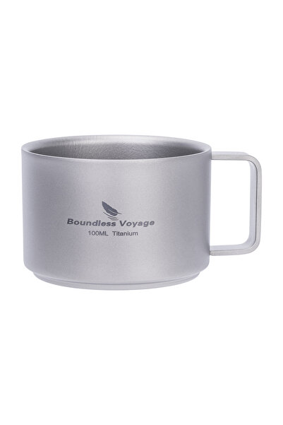 Choice كوب قهوة صغير مزدوج الجدار من التيتانيوم من باوندلس فواياج Ti3085D، كوب تخييم صغير 100 متر Ti3085D