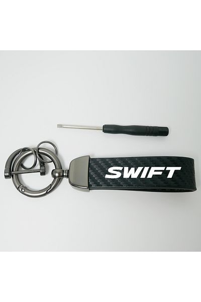 Choice Swift Carbon Leather Car Keychain Chain Key Rings Degree Rotating Horseshoe Rings For Suzuki Swift C