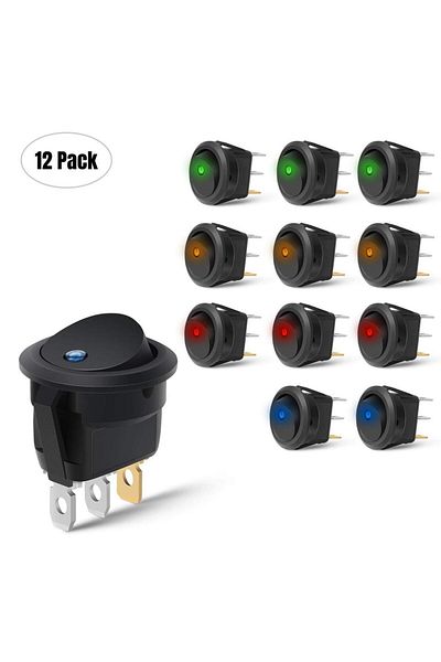Choice 12pcs Mix 12pcs Rocker Switch Toggle 12v Spst 3 Pins 2 Position On/off Blue Led Light Illuminated Bo