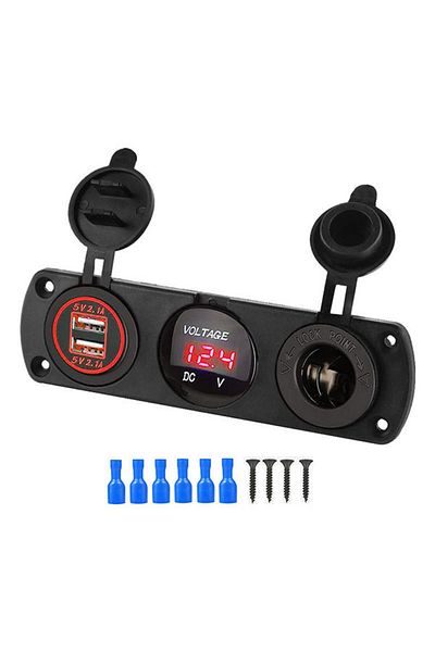 Choice Red Set 12-24v Cigarette Lighter Socket Splitter 3 In1 Waterproof 4.2a Dual Usb Charger Socket Panel