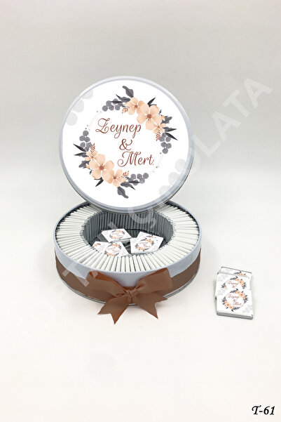 KAKAO AĞACI 100 Adet Çiçekli Yapraklı Gelin Damat Çikolatası