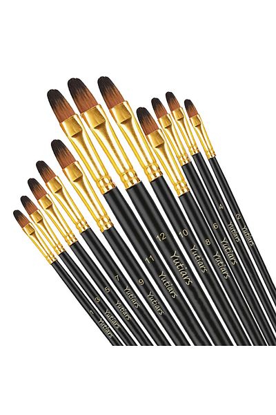 Choice Filbert Paint Brush Yutiars Professional Artist Paint Brush Set 12 Pieces With Premium Synthetic Nyl