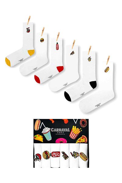 CARNAVAL SOCKS Комплект от 6 бродирани чорапи за бързо хранене
