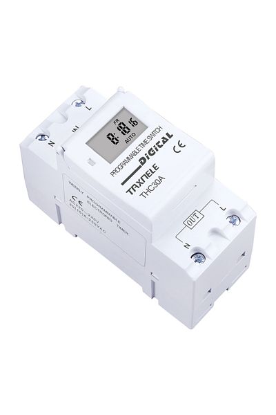 TAXNELE 30a 220v New Type Din Rail 2 Wire Weekly 7 Days Programmable Digital Time Switch Relay Timer Control