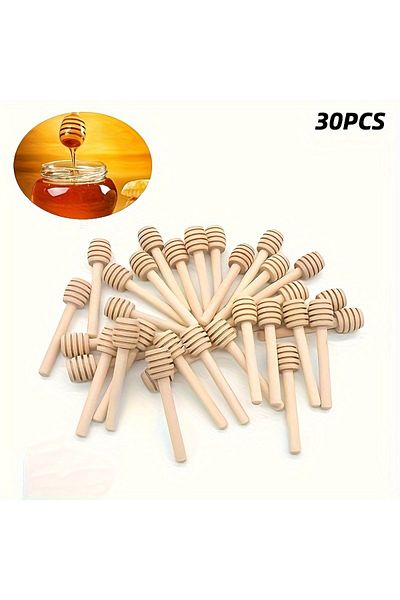 Choice 30pcs Honey Stir Bar Mixing Handle Jar Spoon Natural Wooden 10/30/50pcs Honey Dipper Wooden Stick Ho