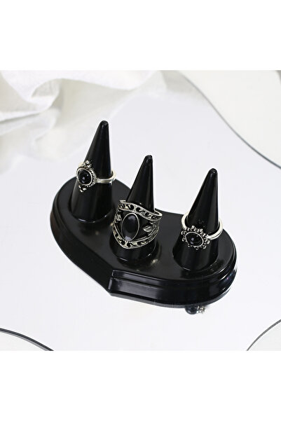 Choice حامل خاتم أنيق أسود مكون من قطعة واحدة لخواتم الزفاف ومجوهرات الأصابع ...