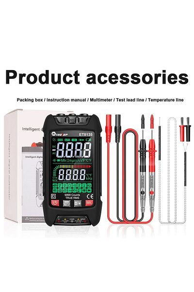 TOOLTOP Black Et8135 Color Intelligent True Rms Digital Multimeter 9999 Counts High-precision Ncv Te