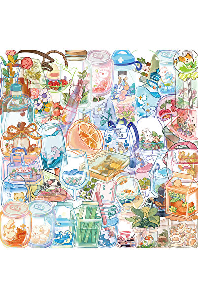 Choice 50 قطعة من ملصقات العناصر الشفافة الكرتونية الشفافة اللطيفة على شكل كو...