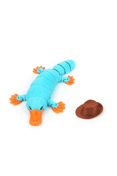 Choice Blue 3d Printed Articulated Platypus Ornament Decoration Toy With Hat, New Unique Gift Figurine Mode