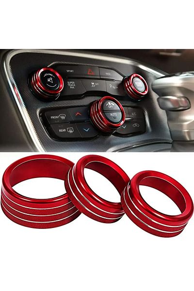 Choice Red Air Conditioning Volume Radio Button Knob Cover For 2015-2020 Dodge Challenger Charger Rt Sxt Sc