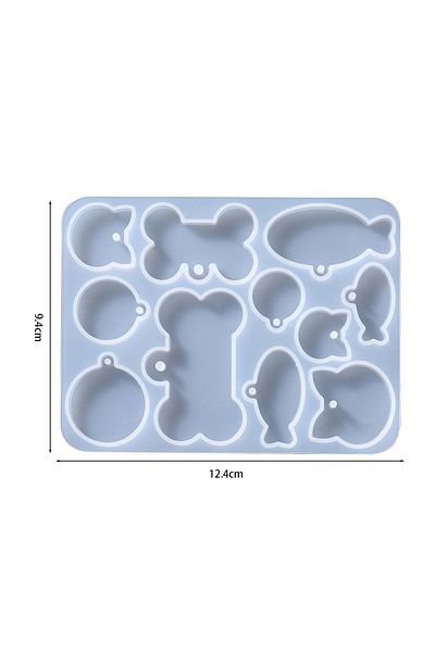 AGCFABS Style 02 Dog Cat Tag Silicone Mold Dog Bone Shape Epoxy Resin Mould For Diy Pets Key Chain Necklace