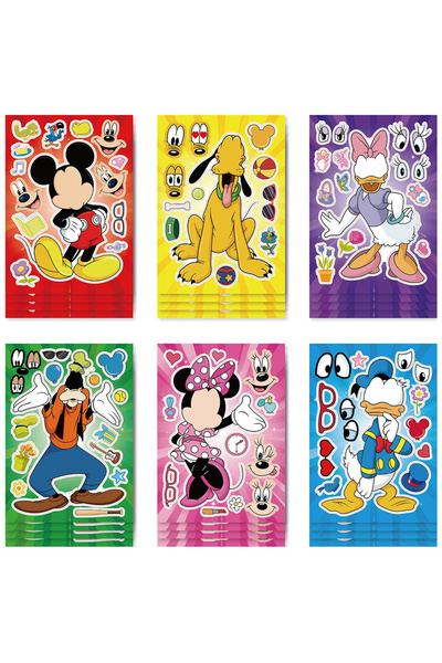 Choice ١٢ ورقة ٦/١٢ ورقة من ملصقات أحجية ديزني "اصنع وجهًا" ميكي ماوس دونالد ...