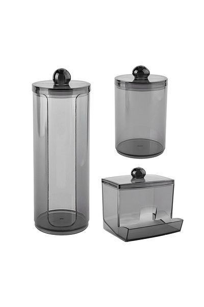 Choice 3pcs Black 1/3 Pcs Acrylic Qtip Holder With Lid Clear Cotton Pad Holder Bathroom Makeup Organizers C