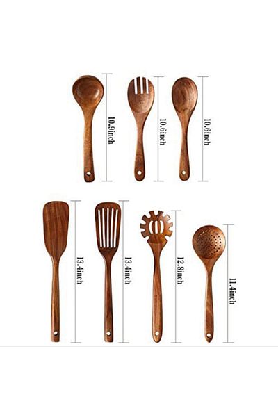 Choice 7pcs 1-9pcs/set Wooden Kitchen Utensils Set, Wooden Spoons For Cooking, Utensils,natural Teak Woode