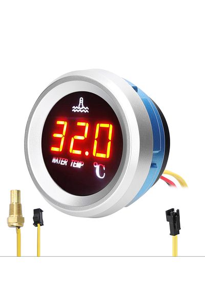 Choice 52mm Water Temperature Gauge Car Digital Meter LED Display 9-36V with Temperature Sensor Alarm Fu...