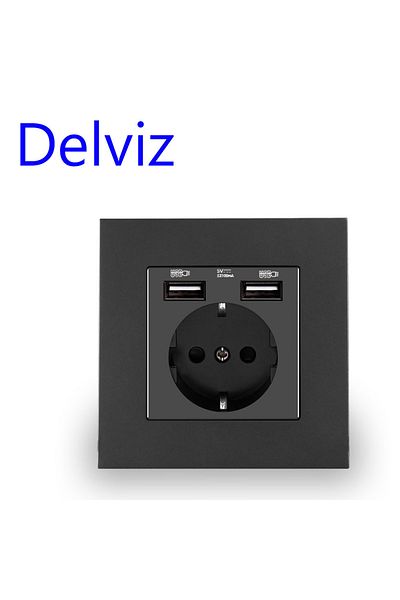 Choice Gray Delviz Eu Standard Usb Socket, Ac 110v-250v, 16a Wall Embedded Outlet, 5v 2a Dual Usb Charge Ho