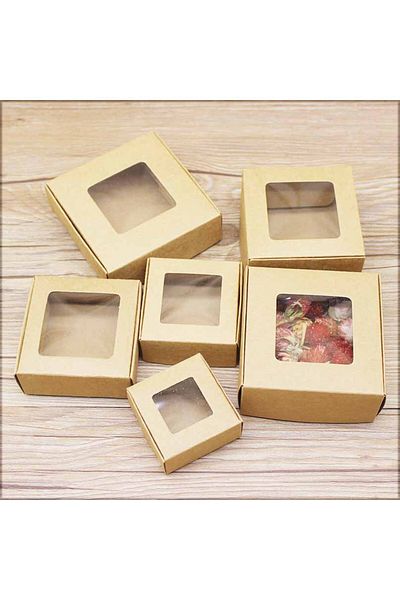 Choice 10kraftwindowbox 9.5x9.5x3cm 10pcs Kraft blank window gifts box Marbling style pape Merry chirstmas