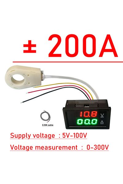 Choice Dc 0-300v 200a Dc 300v 100a 200a 400a Hall Voltmeter Ammeter Lithium Battery Monitor 12v 24v 36v 48v