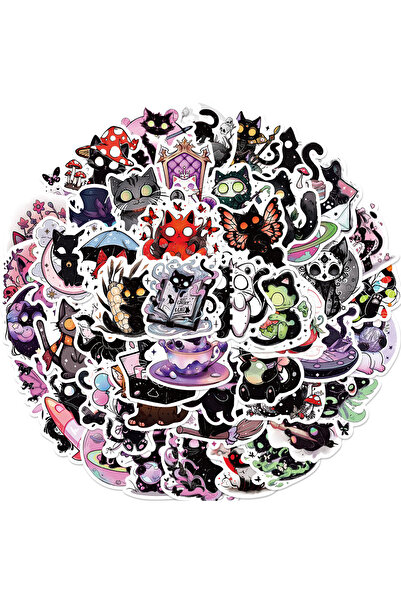 Choice قطة سوداء 50 قطعة 50 قطعة ملصقات قطة سوداء، ملصقات قطط، ملصقات فينيل م...