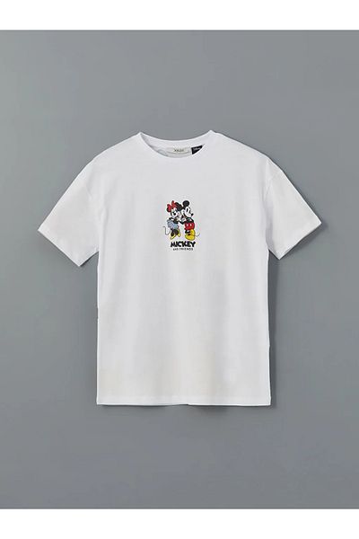 LC Waikiki XSIDE White Mickey and Friends εμπριμέ γυναικείο μπλουζάκι