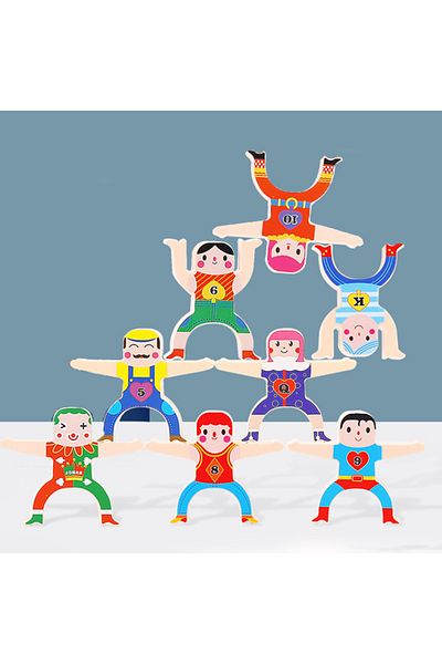 Lee's Sharing 8pcs Diy Montessori Toys Balance Doll Building Blocks Board Stacking High Blocks Play Games Early Ed