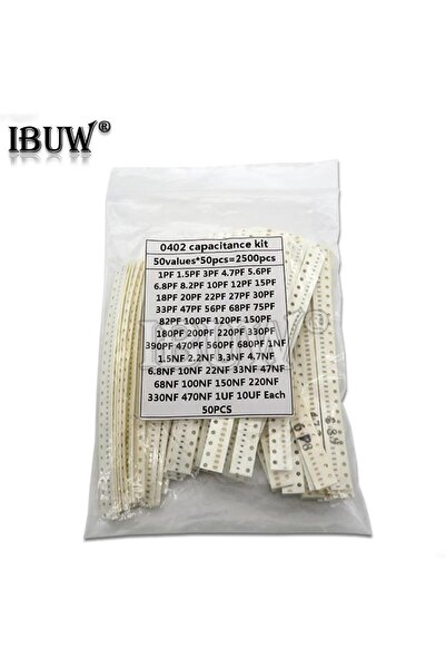 IBUW مجموعة متنوعة من مكثفات السيراميك SMD 0402 1pF~10uF 50values*50PCS=2500P...
