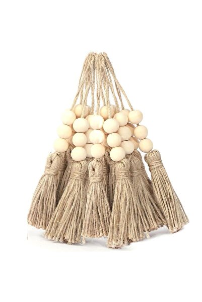 Choice 20 قطعة شرابات حبل الجوت مع 3 خرزات خشبية شرابات الخيش القنب للستائر لتقوم بها بنفسك حرفة عيد الميلاد...