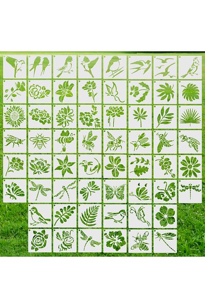 Choice White 60 Pcs Stencils For Painting Canvas On Wood Reusable Stencil Art Template Diy Bird Floral Asso