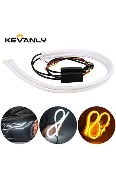 Choice White Yellow 60cm 2pcs Drl Car Flexible Led Daytime Running Lights Turn Signal Lamp Tube Strip Headl