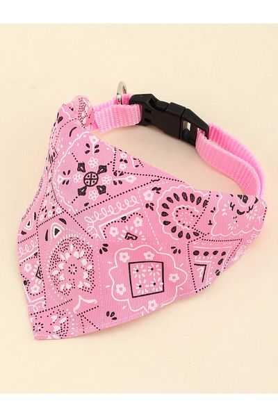 Choice S Pink 1pc Pink Color Random Pattern Pet Bandana With Adjustable Triangle Shape & Buckle Pet Dog Nec