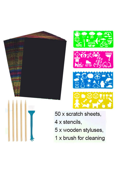 Choice 50 sheets 16/60Pcs Scratch Paper Kids Rainbow Magic Scratch Off Paper ...