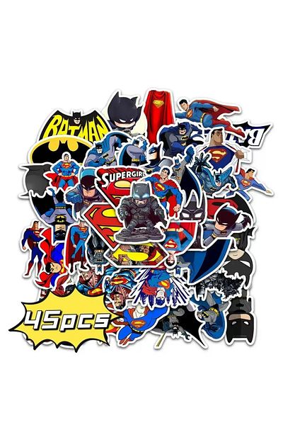 Miniso BY0301-45pcs 45 Pcs/set Bat-man Ledger Stickers Anime Figures Surper-man Waterproof Self-adhesive Ma