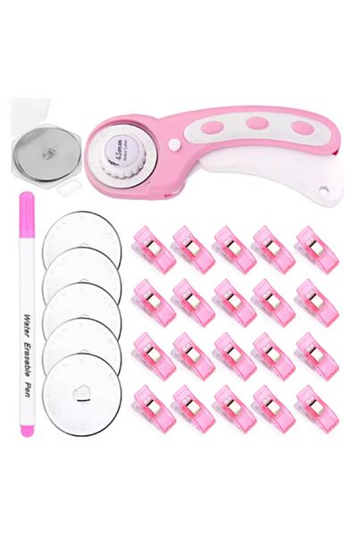 Choice Pink Fenrry 45mm Rotary Cutter Set With Replacement Blades Quilting Sewing Clips Sewing Marker Pen F