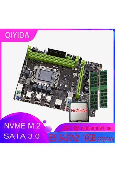 Choice مجموعة اللوحة الأم Qiyida X79 E5 2420V2 2*8GB=16GB DDR3 مجموعة ذاكرة كومبو NVME SATA 3.0 M ATX Se...