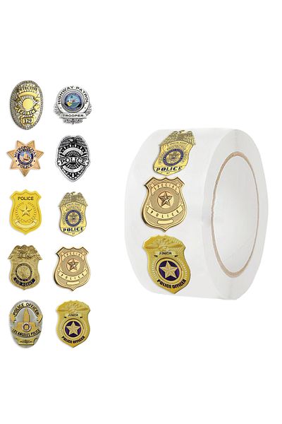 Choice 500pcs 500pcs Police Badge Stickers For Children Kids Rolling Reward Roll Stickers Small Packaging P