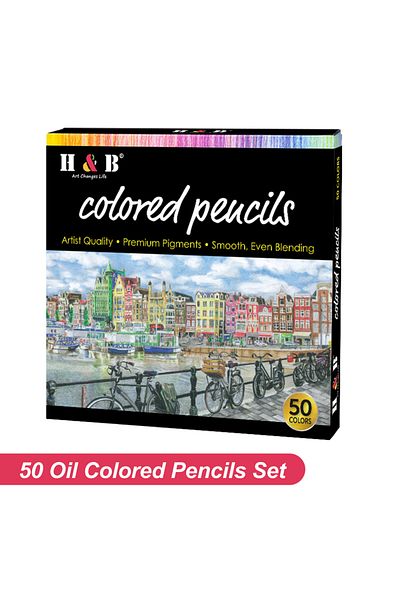 Aibecy 50 Color H&b Oil Colored Pencils Set 50/72 Color Pre-sharpened Color Sketch Pencils Art Supplies For
