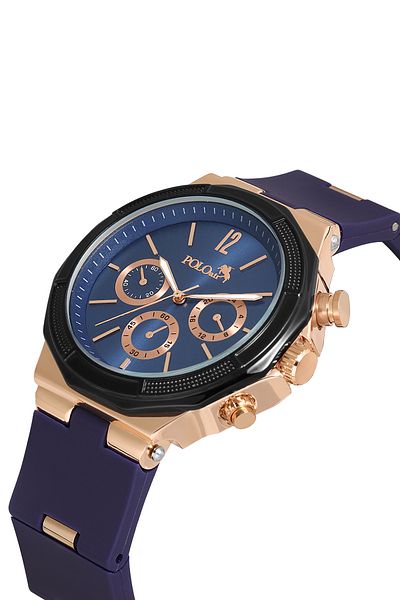 Polo Air Rubber Band Metal Case Men Wrist Watch Navy Blue Copper Color Pl-0973E3X