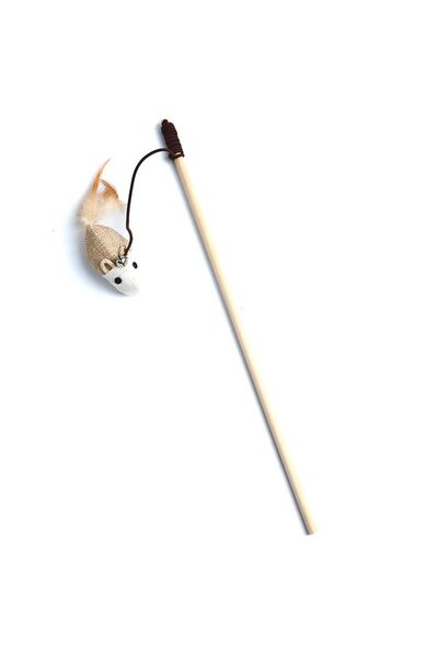 Choice فأر 1 قطعة ألعاب ريشية مضحكة ملونة على شكل عصا قطط خشبية ألعاب قطط أليفة تفاعلية