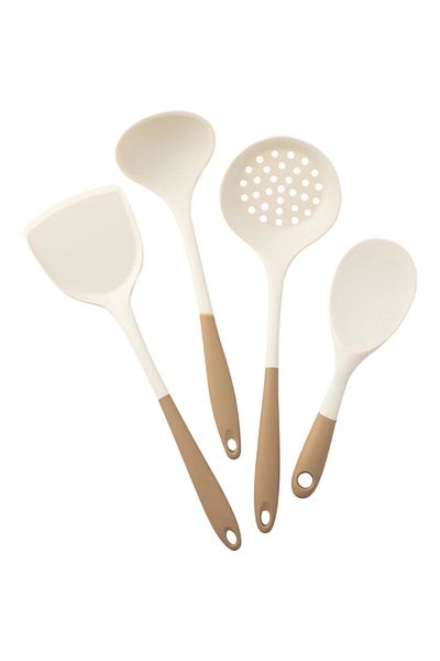Choice 4-Piece Silicone Kitchen Utensil Set with Non-Stick Pans Silicone Spatula Soup Ladle Slotted Spoo...