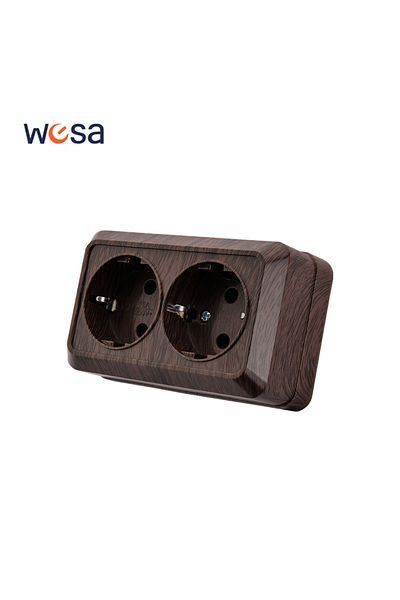 Choice Eu 2 Socket With Ground Wooden Paint Wall Surface 2 Socket Plug Eu Exterior Electrical Outlets With