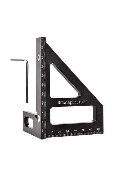 FNICEL Black Metric 3d Multi-angle Miter Triangle Ruler,45/90 Degree Aluminum Woodworking Square Protractor