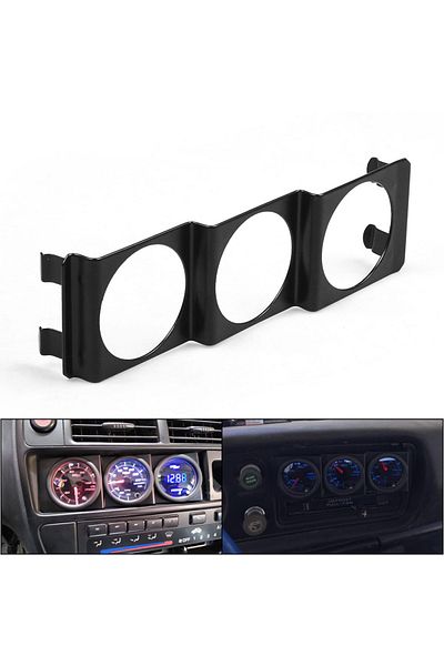 Choice Universal 52mm Tripe 3 Gauge Meter Radio Din in Dash Panel Pod Black 2inch BX102259-BK