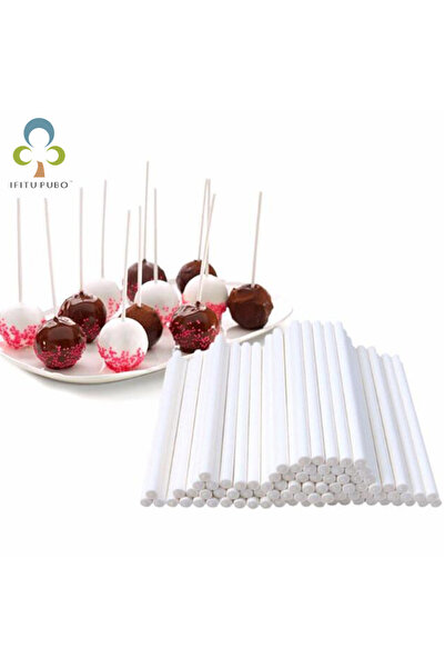 Choice 100 قطعة من أعواد المصاصات الورقية البيضاء الصلبة مقاس 80 × 3 مم 8/10/15 سم للشوكولاتة وحلوى السكر المصاصات S